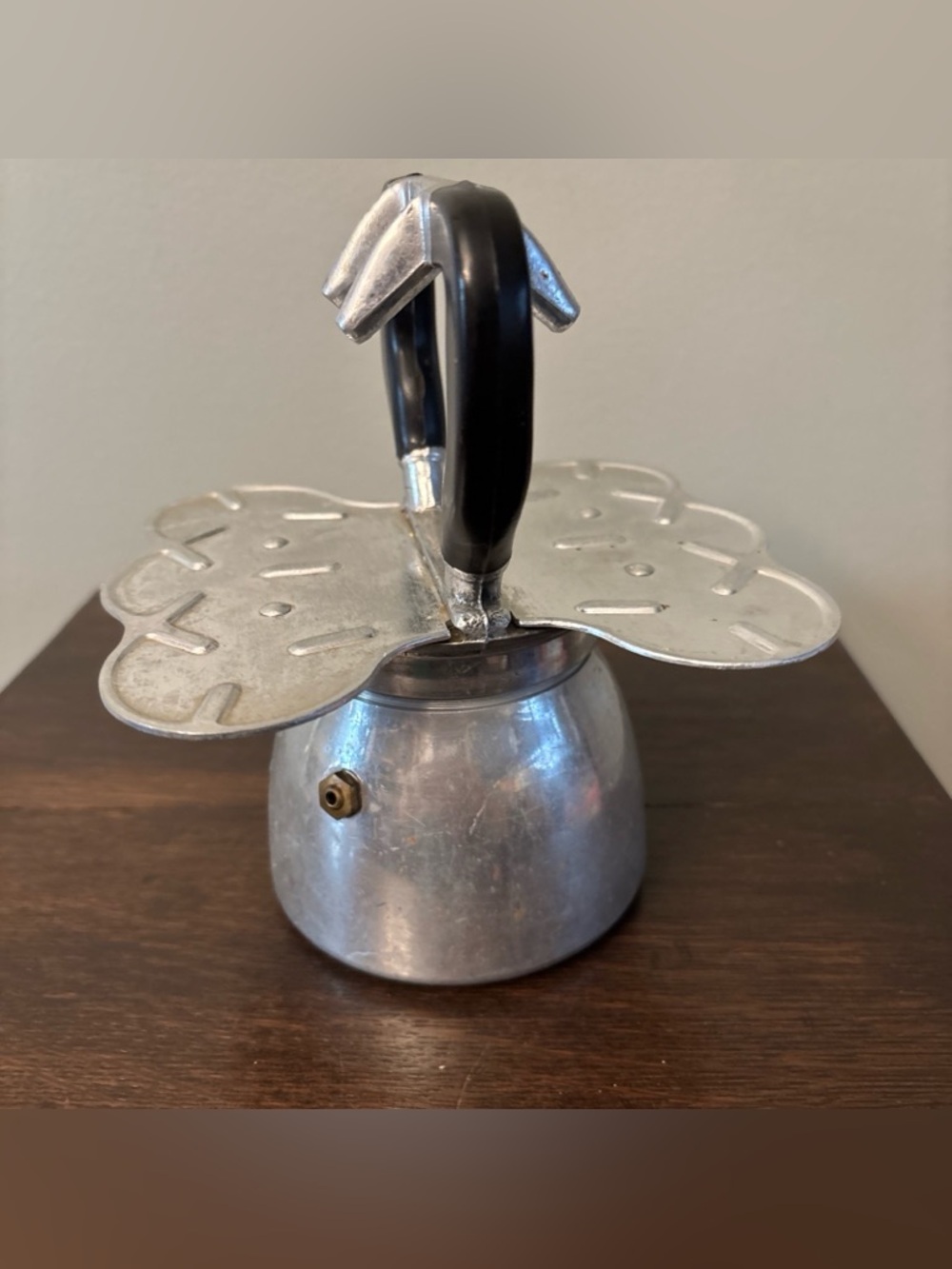 Vintage Irmel Allumino By Brevetteto MCM Mini Expresso Maker 4 Cup Alum Bakelite